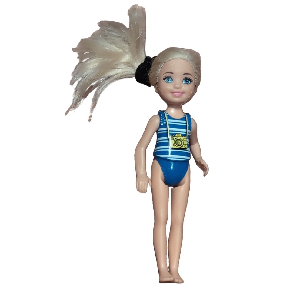 Mattel Chelsea Doll GHV82 Fashion Articulated Blonde Blue Swimsuit 5.5 inch